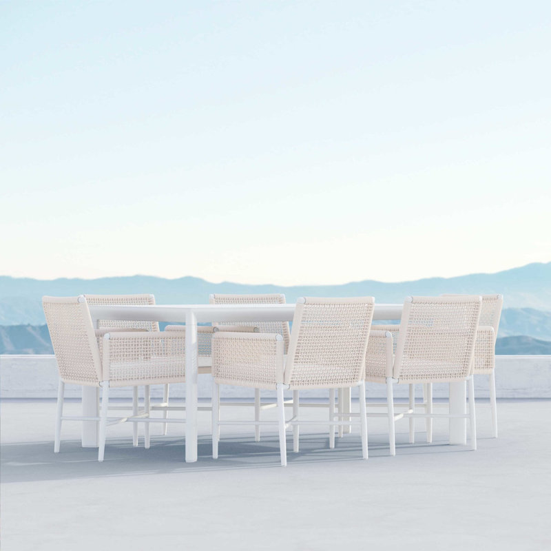 Porto Aluminum Dining Table, Matte White