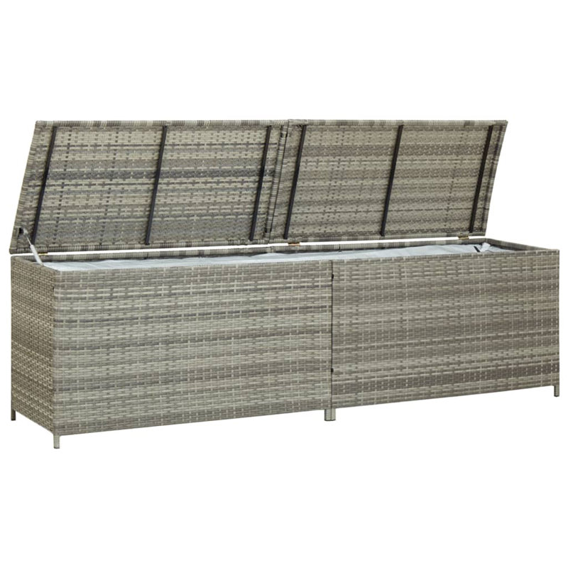 vidaXL Storage Chest Grey Polyethylene Rattan 78.7 in x 19.7 in x 23.6 in , Gray, 23.6" H x 78.7" W x 19.7" D