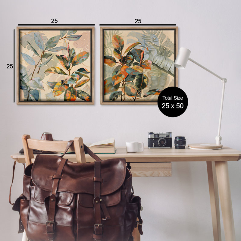 Ensemble de 2 cadres flottants Neutral Tropical Organics, design par Dusza, H 25 po x l 25 po, Cadre flottant orme Montalcino