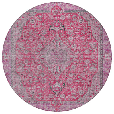 Vexira Pink Washable Indoor-Outdoor Rug - LOOMLAN