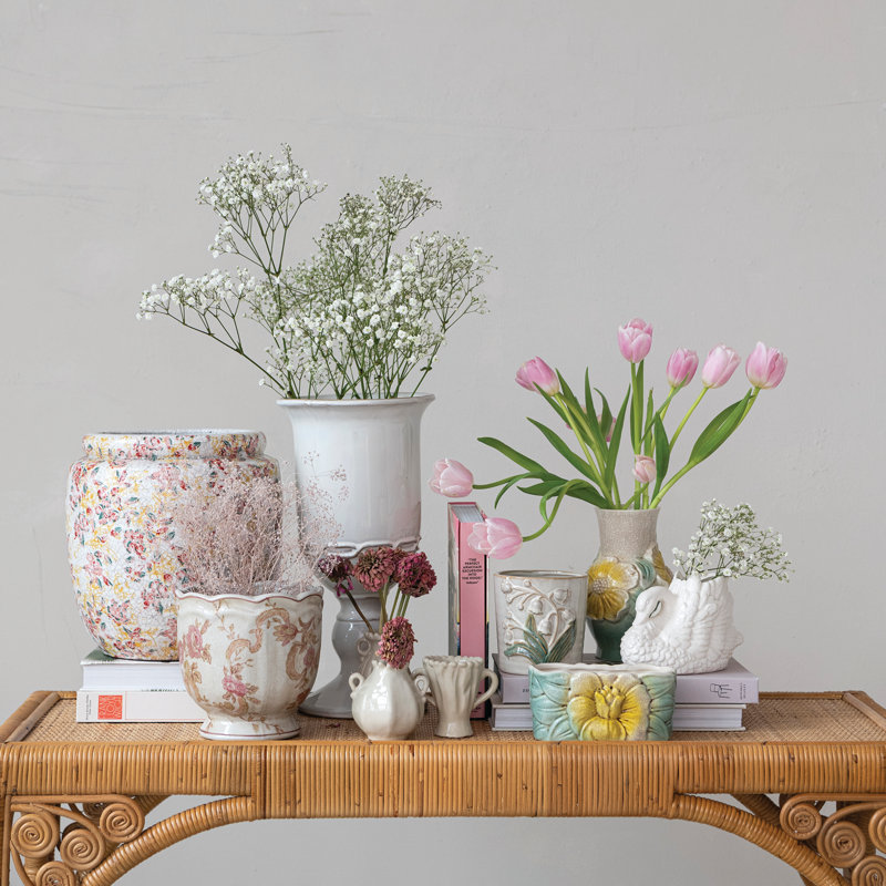 Artisan Stoneware Swan Vase