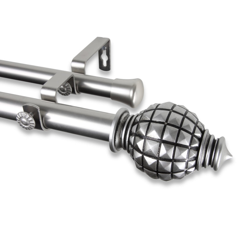 Devane Double Curtain Rod, 120" - 170" W, Satin Nickel