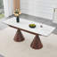 Table de salle à manger extensible à dessus en pierre avec motif en marbre blanc, 55,1 po à 78,7 po-130188432