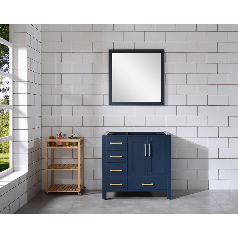 Ensemble de meuble-lavabo simple 36 po Uckfield, Calacatta, Bleu marine