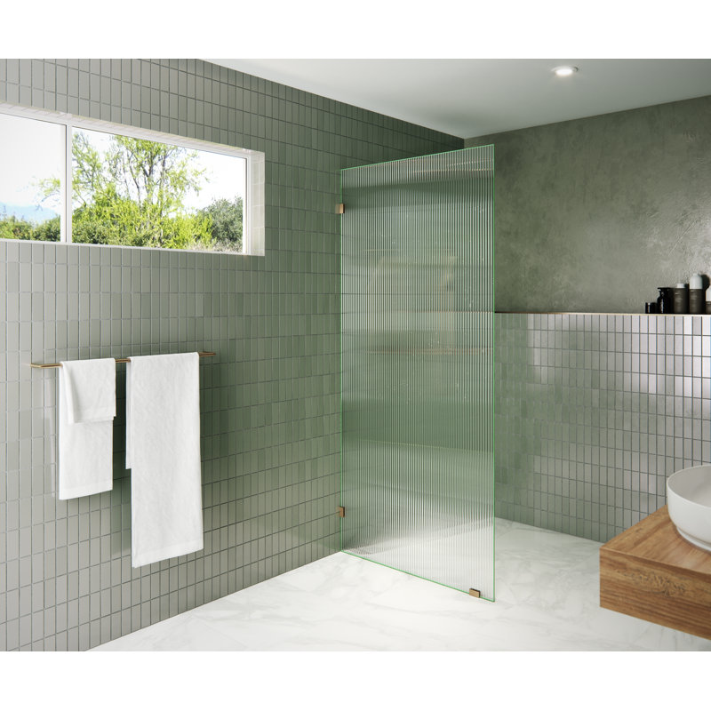 Gaia 34 in. x 78 in. Frameless Fluted Single Fixed Shower Panel, Brushed Bronze