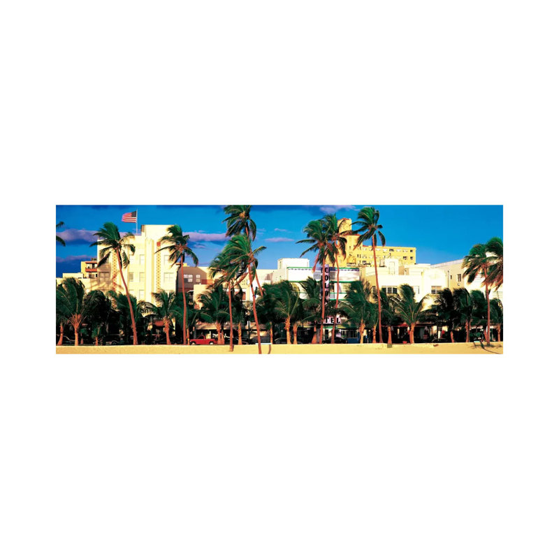 Ocean Drive South Beach Miami Beach FL USA by Panoramic Images - Wrapped Canvas Panoramic Print