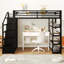Lit mezzanine en métal peu encombrant avec rangement, conception moderne pour la maison
