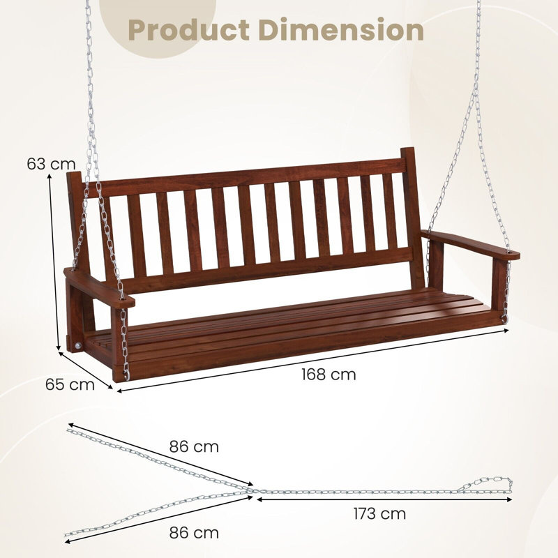 Sluss Porch Swing, Brown, 168 cm