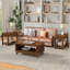 Rectangular Wood Coffee Table For Living Room, 41.5-Inch Coffee Table With Solid Wood Legs, Wood Centre Table Tea Table With Open Storage Shelf. Easy Assembly,  Walnut-528087070
