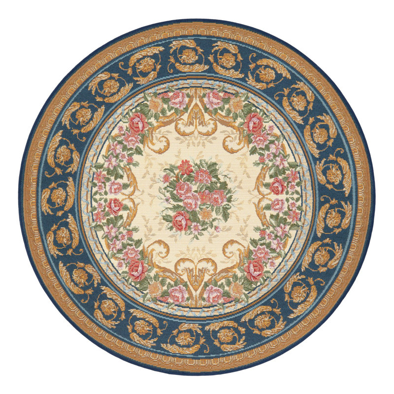 Indoor/Outdoor Traditional Area Rug, Round 4'1"