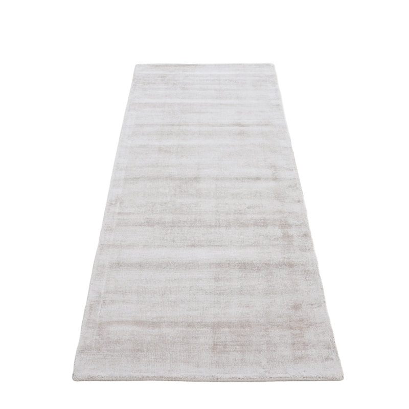 Ava Handmade Viscose Silky Solid Soft Cream Rug, Runner 75 x 200cm