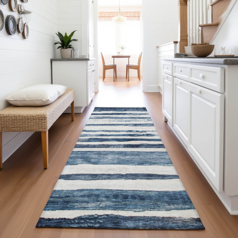 Premium Machine Washable Lyndhurst AMF1191 Stripes Rug, Runner 2'3" x 7'6"
