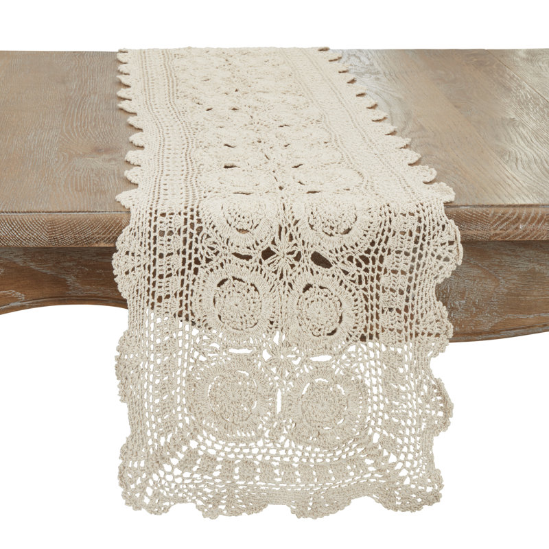 Cavaillon 100% Cotton Table Runner, Ecru, 54" L x 16" W