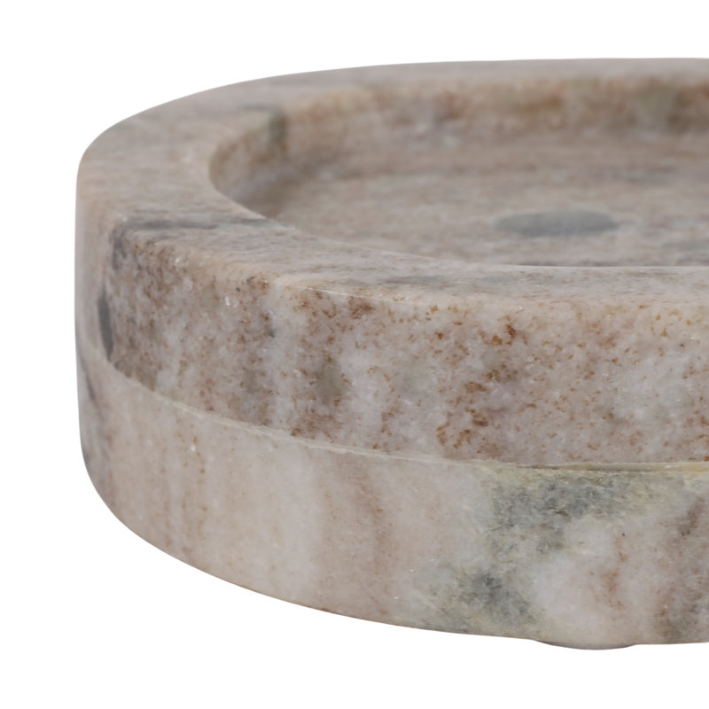 Plateau ottoman ovale allongé en marbre pour la décoration intérieure - Plateau décoratif contemporain pour table basse, bijoux et cuisine - 76 cm, ivoire et beige