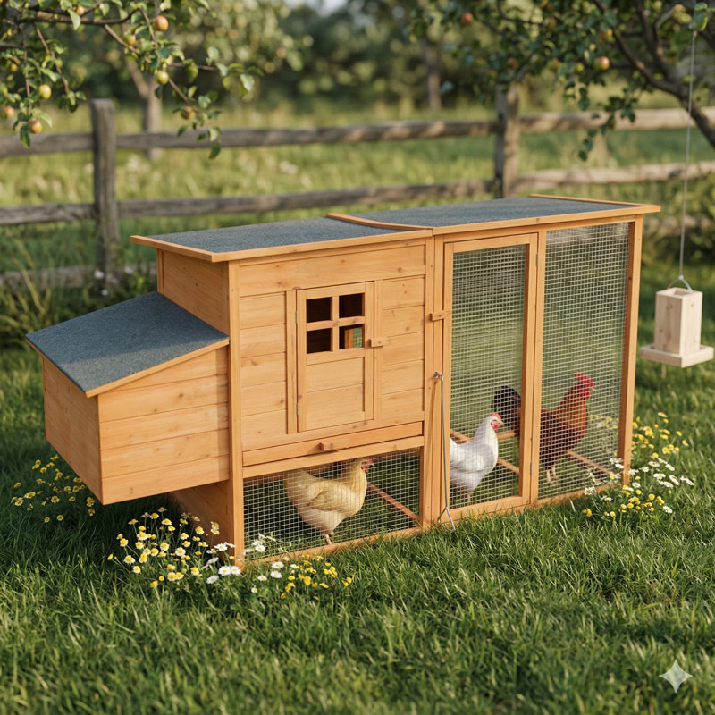 Très grand poulailler en bois, unité extérieure stable facile à assembler, avec plateau de nettoyage intérieur et toit imperméable