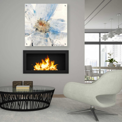 «Custom Floral Blue I» par Tim O'Toole, art mural en verre acrylique