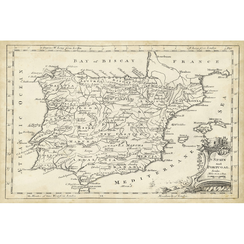 Map Of Spain - Wrapped Canvas Print, 81cm H x 122cm W x 3.8cm D