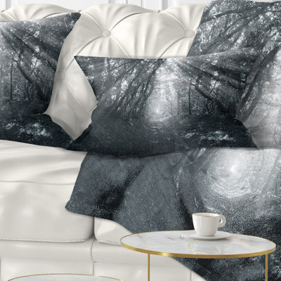 Sun Rays Through Gray Trees - Landscape Printed Throw Pillow