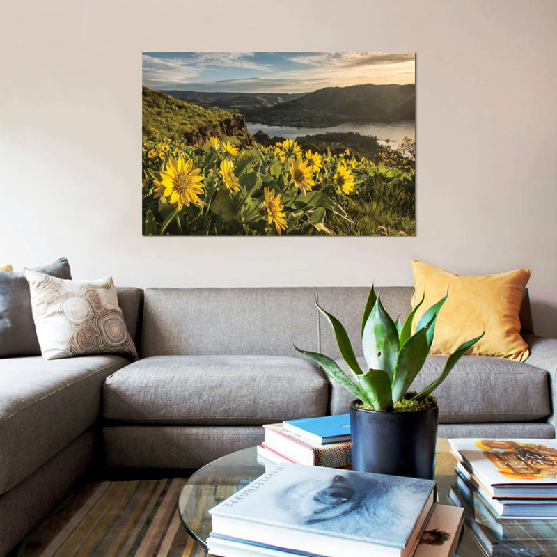 « tremping up the sun », impression sur toile, H 12 po x l 18 po x P 1,5 po, Toile tendue, Pas de tapis