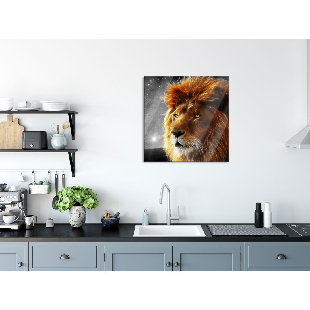 Glasbild Beautiful Abstract Lion