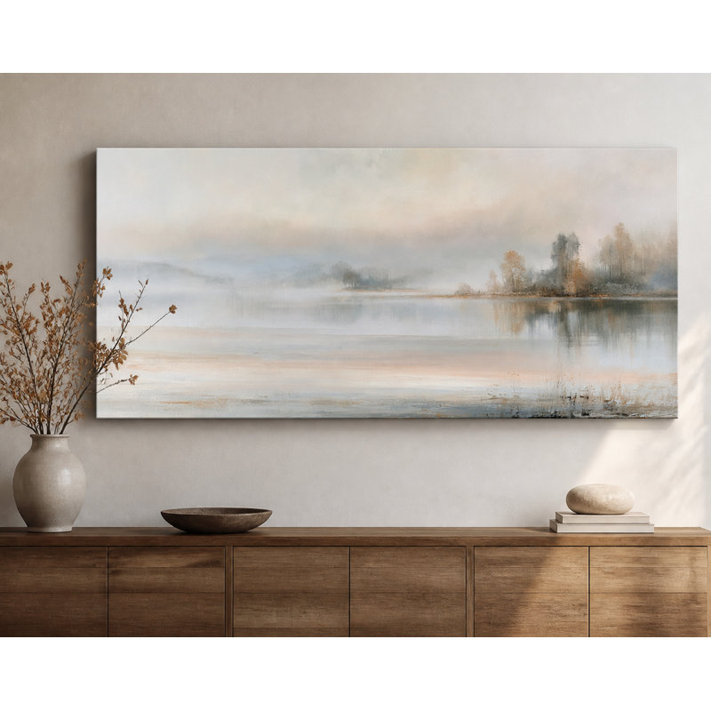 Bleu Beige Misty Island Lake Wrapped Ingwer, L 40 po x H 20 po x P 1,5 po