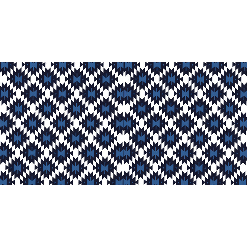 Kilim Geometric Outdoor Square Pillow Cover and Insert, Navy Blue, 18"x18"