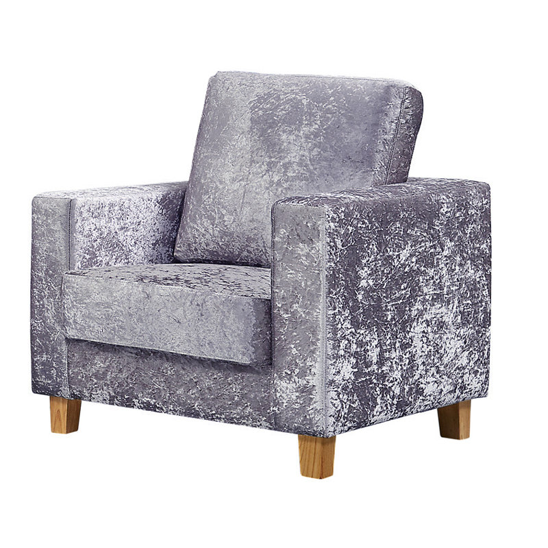 Arnold Upholstered Armchair, Crushed Velvet Silver