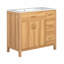 Meuble-lavabo de 36 po en bois massif avec comptoir en céramique noire et beaucoup de rangement, parfait pour les salles de bain modernes