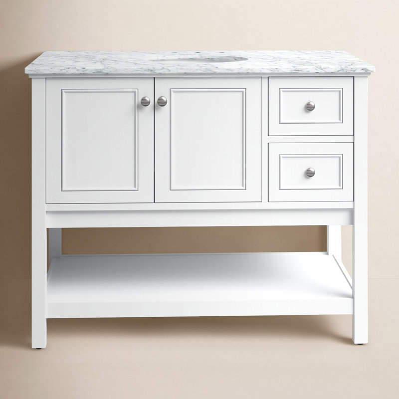 Bonsai 42'' Single Bathroom Vanity with Marble Top, White