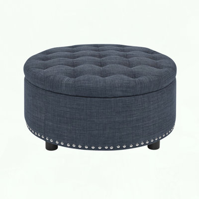 Tufted Storage Ottoman with Nailhead Trim