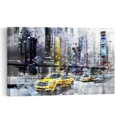 Vibrant New York Taxis Abstract Colorful Modern Architecture City Wall Art Print