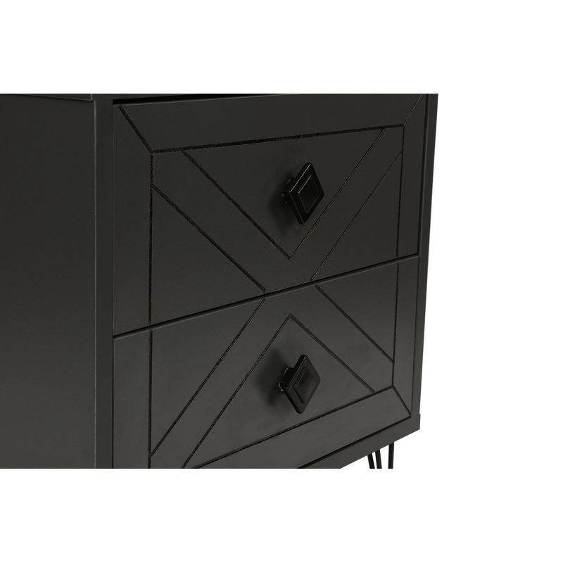 Chenoweth 50cm W Manufactured Wood Bedside Table, Anthracite