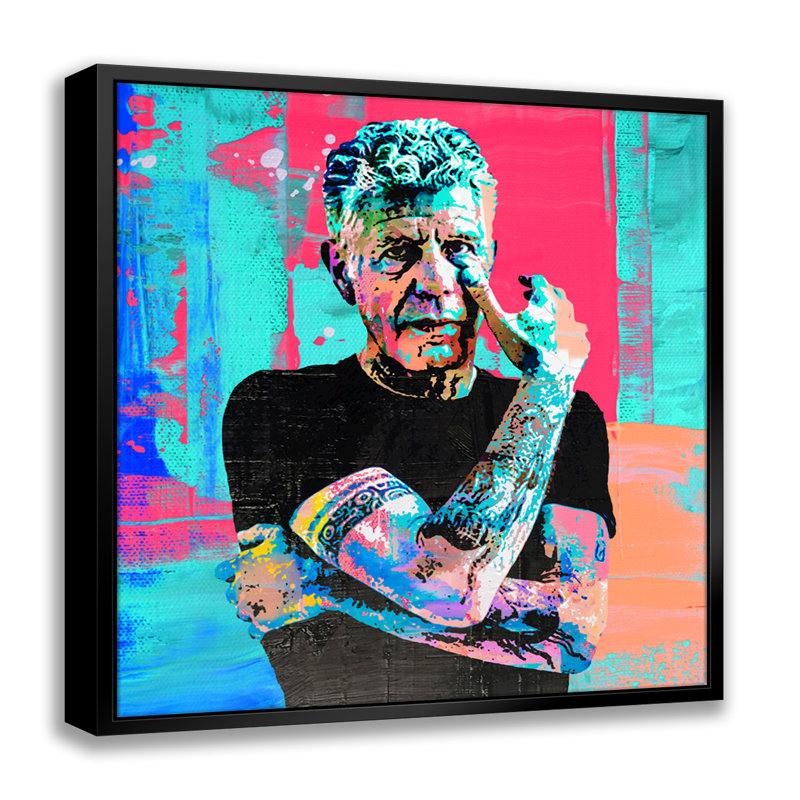 Anthony Bourdain, art numérique giclée sur toile avec cadre flottant vertical