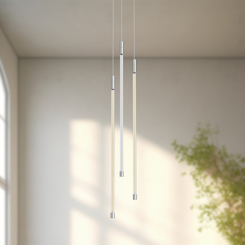 Motif 3 - Light LED Pendant, 26.75" H x 5.5" W x 5.5" D, Chrome