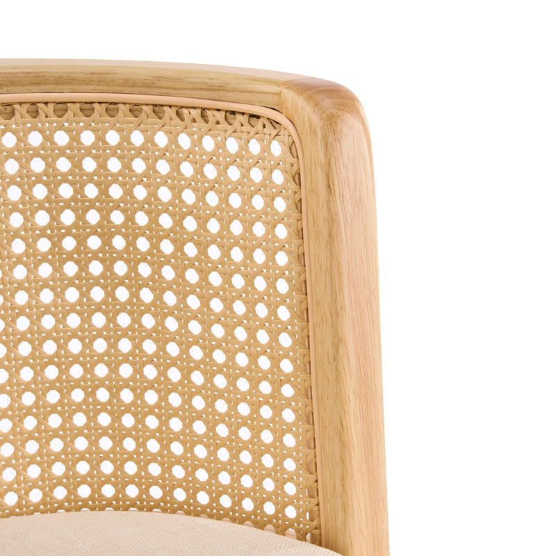 Tabouret de comptoir d'intérieur revêtu de bois, chaise de bar, structure de finition naturelle avec revêtement beige, ensemble de 2