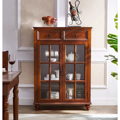 50.39" Brown Standard Solid Wood Display & China Cabinets