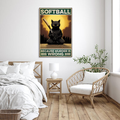 Black Cat Softball sur impression sur toile