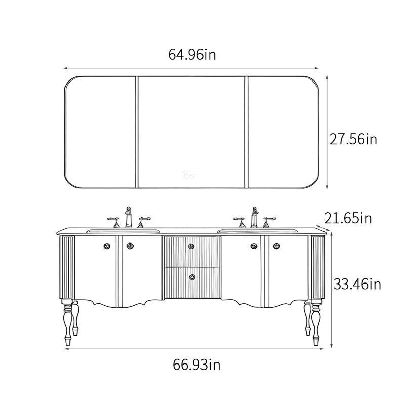 Bathroom cabinet modern simple style., 66.93", Off White