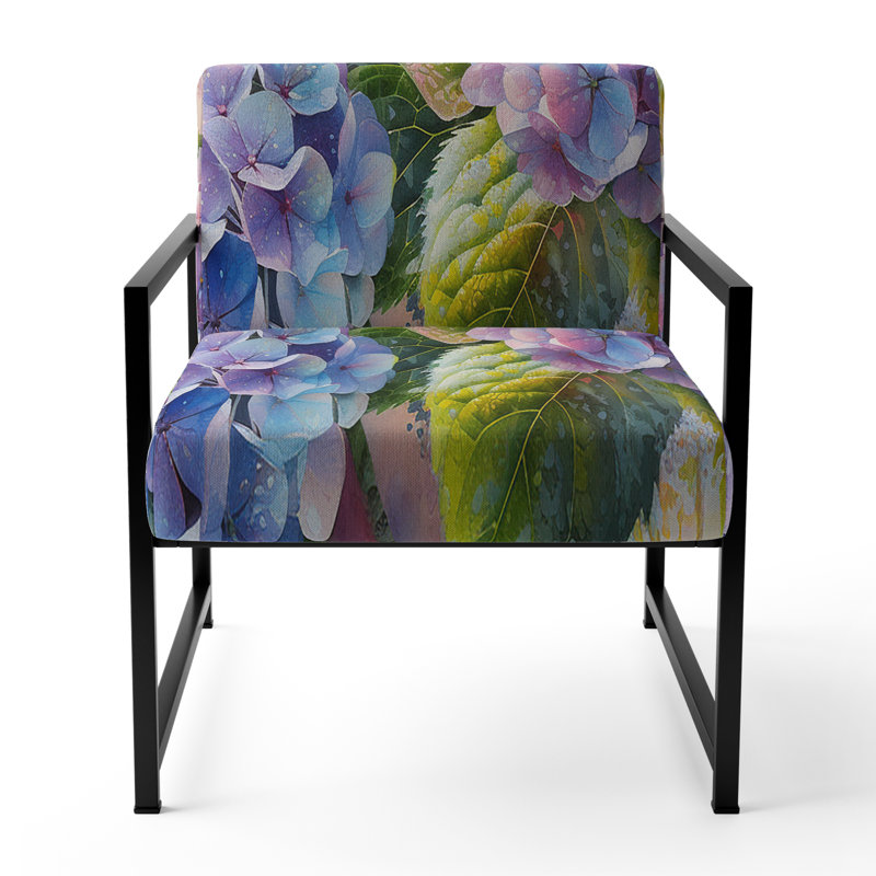 Chaise d'appoint rembourrée Pink Hydrangea Sunset, Noir