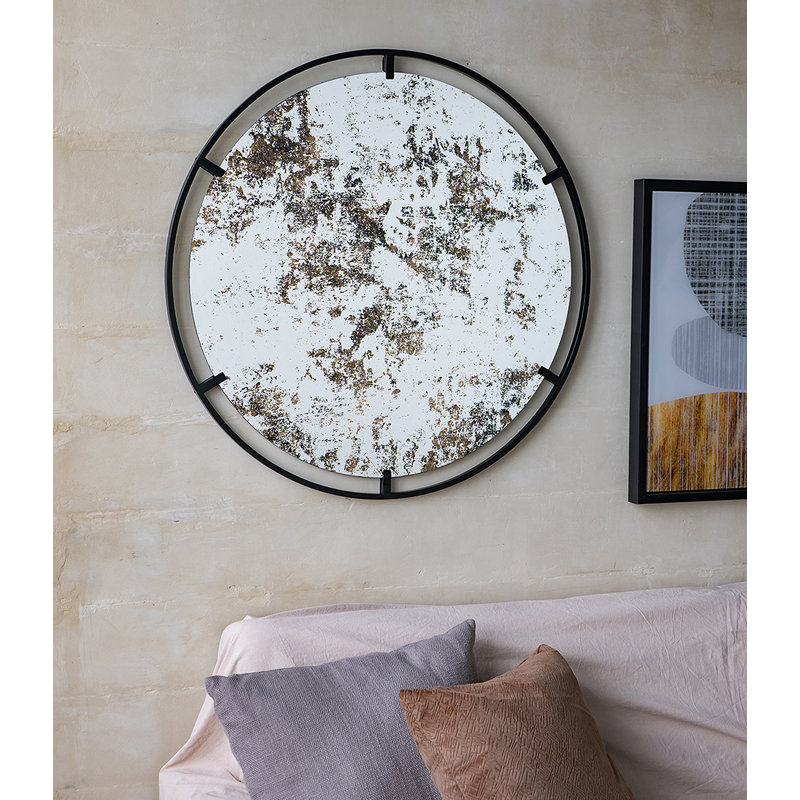 Iron Frame Vertical Round Mirror