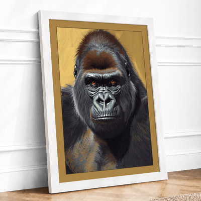 Gorilla Contemplation Modern - Framed Print