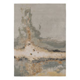 Rug & Kilim’S Modern Rug, Silver-Gray And Gold In Bold Abstract Pattern