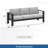 75" All-Weather Metal 3-Seat Patio Sofa Couch With Thick Light Gray Cushions & Black Frame-2146073732