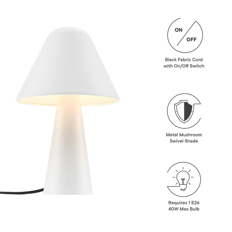White Adjustable Metal Mushroom Table Lamp