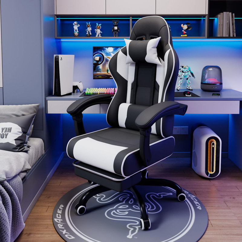Maxway Furniture Adjustable Reclining Ergonomic Swiveling PC & Racing Game Chair