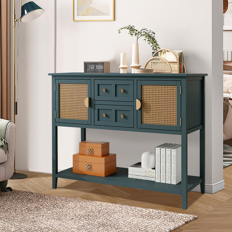 Rattan Entryway Table Console Table With Drawers, Accent Sofa Table Entryway Table