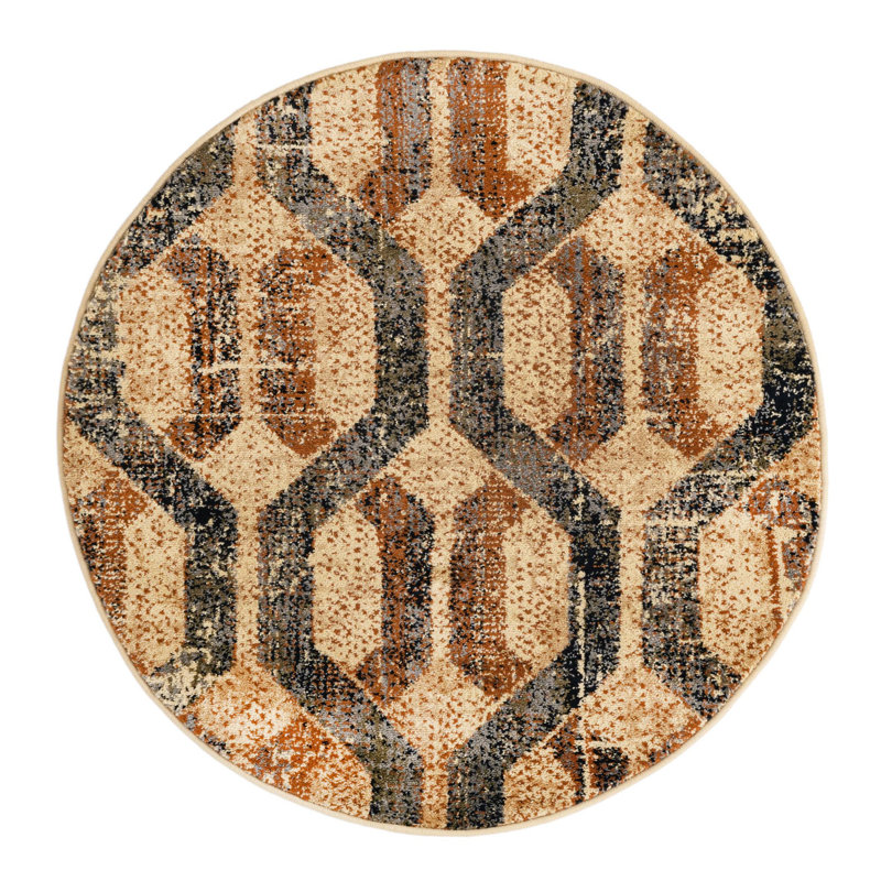 Brennin Geometric Indoor Rug, Round 3'3"
