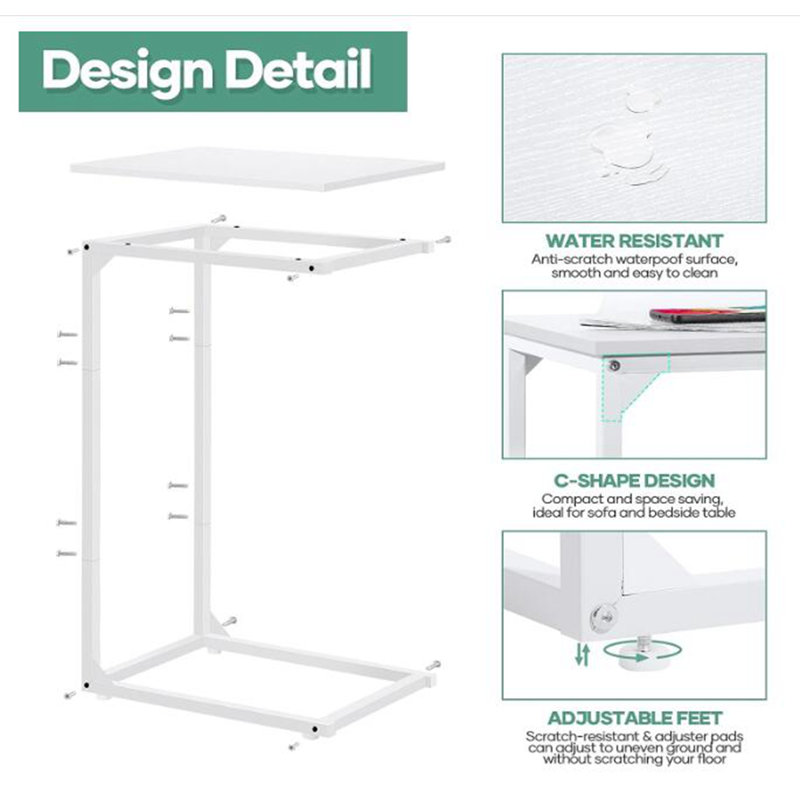 Top End Table Set End Table with Storage, White, White