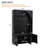 Farmhouse All-in-One Hall Tree with Adjustable Shelves, Retro Arched Entryway Storage Bench with 3 Cabinets, Wooden Coat Rack Organizer with 4 Golden Hooks for Mudroom, Hallway, Black-130043023