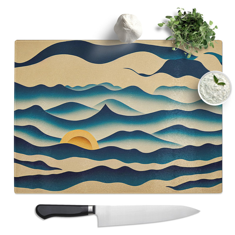 Abstract Ocean Wave Vol.2  Glass Chopping Board